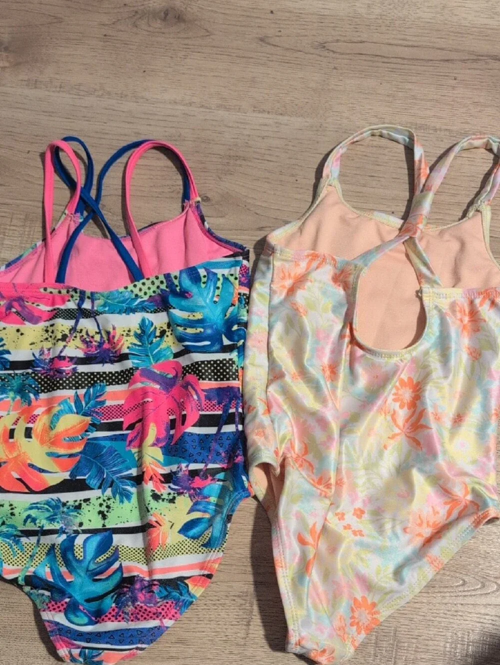 Kids Floral & Tropical One-Piece Swimsuit Set - Pink, Multicolor